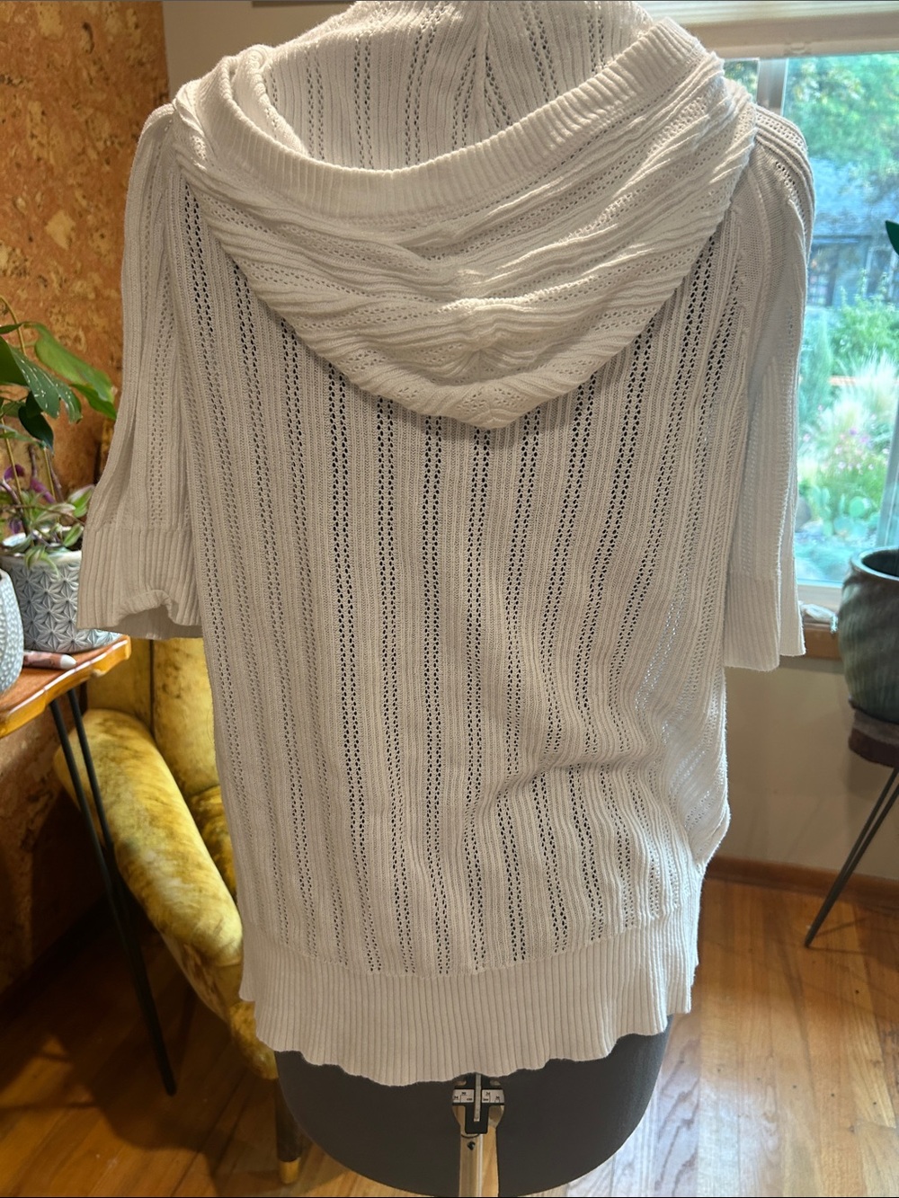 Eddie Bauer White Hooded Zip-Front Knit Swim Cover-Up ✨💯%Cotton✨EUC✨ - Picture 6 of 8